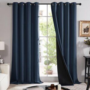 Deconovo 100% Blackout Curtains (Navy, 2 Panels - 52W x 72L Inch)